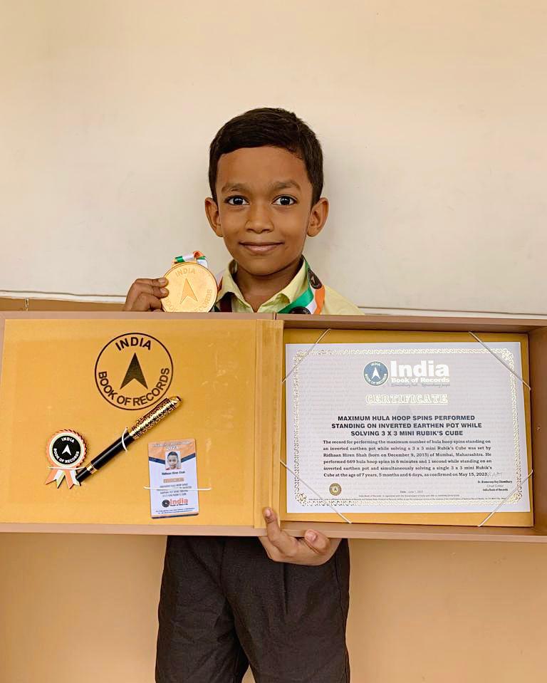 Ridhaan Shah of PTV ICSE registers his name in India Book of Records